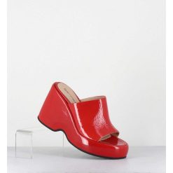 New Garrice Mules Compensees 90S En Cuir Vernis Rouge - Masa1 Cindy Rosso