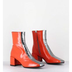 Hot Garrice Boots 70S Cuir Orange & Metal Argent - Cecil13 Nespola Silver