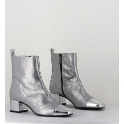 Online Garrice Boots En Cuir Gaufre Argent Details Miroir - Estime Bis Argent