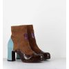 Online Garrice Boots A Talon En Daim Camel & Coeur Violet - Danlov Fiat Castano