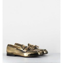 Clearance Garrice Mocassins Souple En Cuir Metallise Dore - 60264 Capra Super Oro