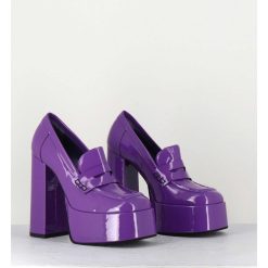 Wholesale Garrice Purple Patent Platform Loafers - Barsi Violet