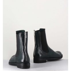 New Garrice Boots Plates En Cuir Vert Sombre, Elastique & Bout Fleuri - Lexikon099 Frenchlover