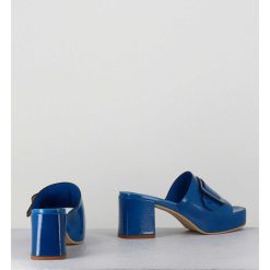 New Garrice Mules A Plateforme Petit Talon Vernis Bleu - 11532 Vetro Sky