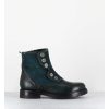 Wholesale Garrice Bottines Plates A Boutons En Cuir Vert & Bleu - Laco Carly Petrolio