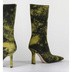 New Garrice Boots Talon Haut & Bout Carre En Cuir Jaune & Noir Acide - Noor Yellow Boots