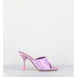 New Garrice Mules Talon Haut Cuir Iridescent Rose - Asia Cosmo Candy