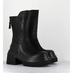 New Garrice Boots Chunky En Cuir Noir - E3733 Boston Nero