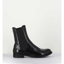 Wholesale Garrice Boots Plates En Cuir Noir, Elastique & Bout Fleuri - Lexikon099 Nero