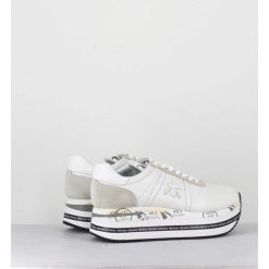 Clearance Garrice Sneakers En Cuir Blanc Semelle Compensee Ligne Japonisante - Beth 5603