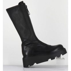 New Garrice Bottes En Cuir Stretch Noir & Zip Central - M6622 Ranch Nero