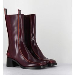 Online Garrice Boots Bout Carre Bordeaux & Surpiqures Orange - Mariela Burgundy Boots