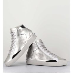 Best Garrice Sneakers Haute Metallise Argent - Distressed High Platinum