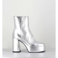 Clearance Garrice Disco Boots A Plateforme Cuir Argent - Care Argento