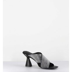 Hot Garrice Mules Cuir Noir & Perles - Liza Var Nero