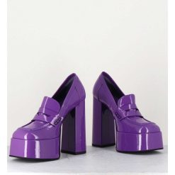 Wholesale Garrice Purple Patent Platform Loafers - Barsi Violet