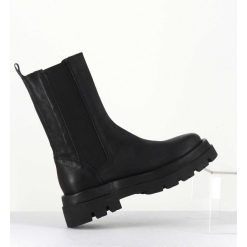 Clearance Garrice Boots Chelsea Bout Carre Cuir Noir - Diwan Nero