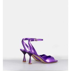 Hot Garrice Sandales A Talon En Cuir Metallise Violet - Flow Laminato Violet